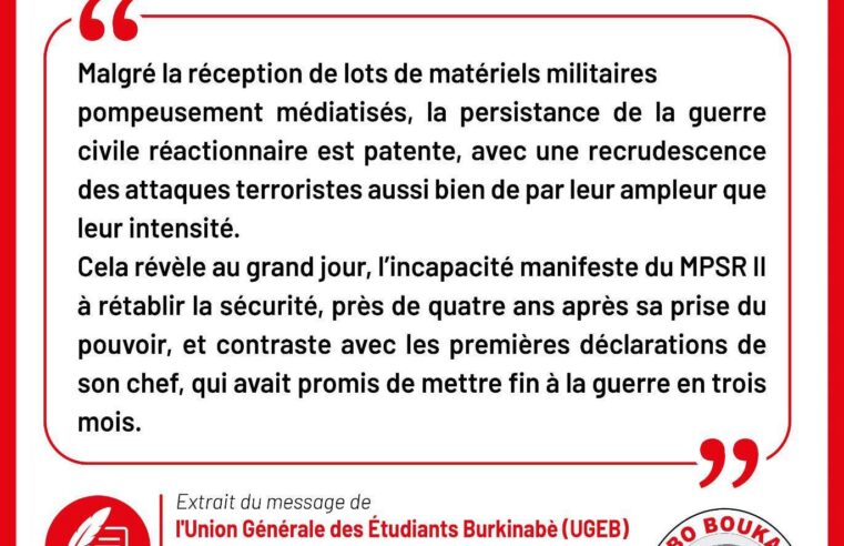 Burkina Faso security: student union critiques mpsr ii’s performance