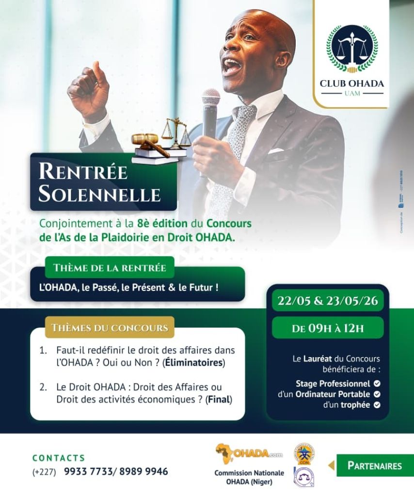 Ohada club and advocacy competition in Niamey may 2026