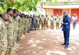 Military personnel during a briefing in the Koundjoaré operation zone
