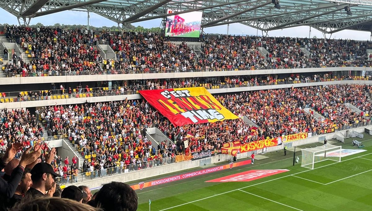 fan section at Le Mans FC stadium during a match