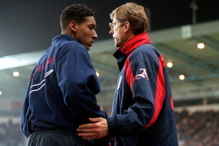Nicolas Anelka with Arsenal manager Arsène Wenger two months after joining the London club