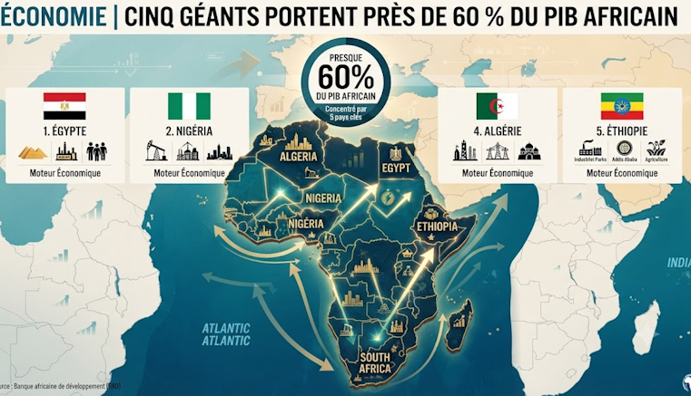 Africa’s economic powerhouses: five nations shape 60% of continental gdp