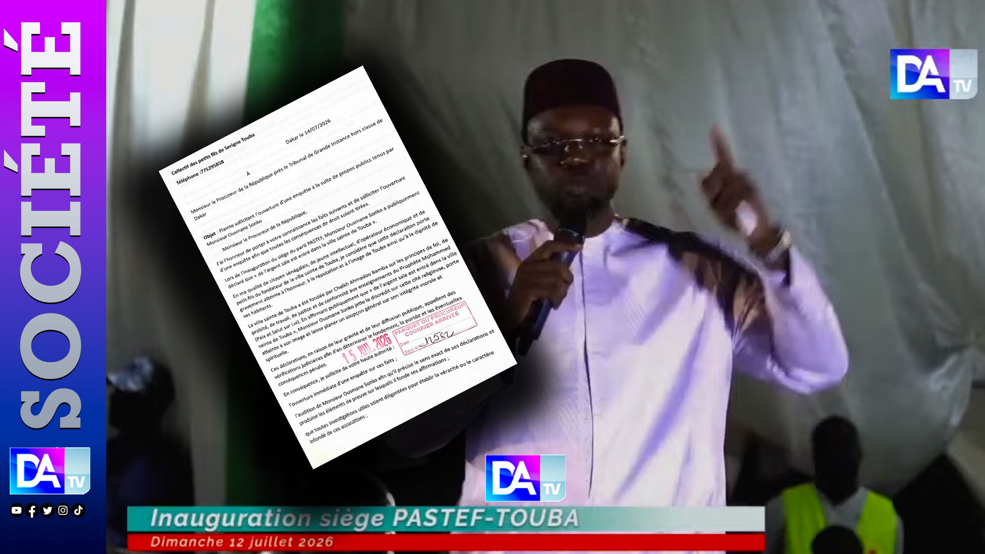 Legal action lodged over touba remarks attributed to sonko