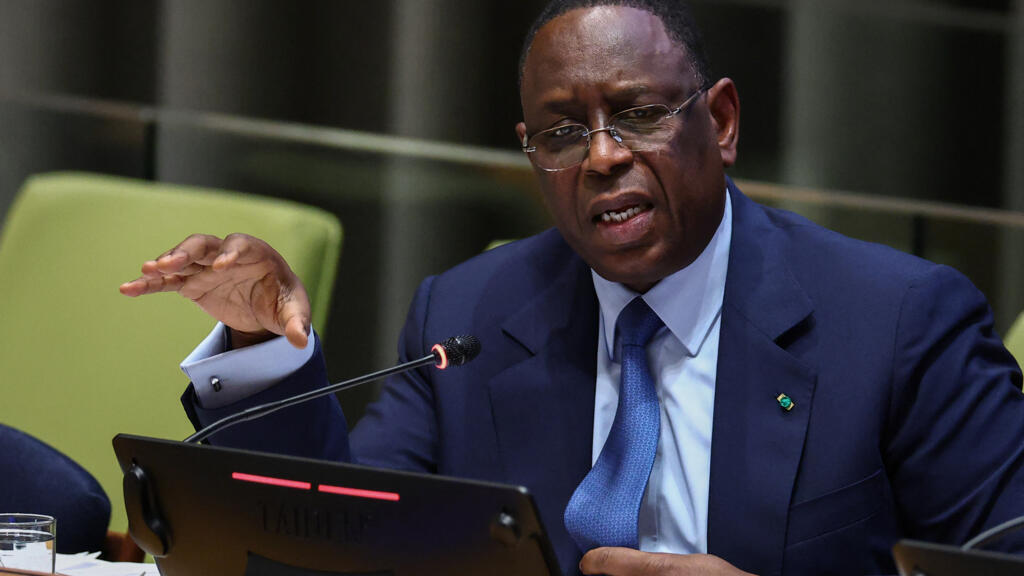 Former Senegalese President Macky Sall speaks during a hearing for his candidacy as United Nations Secretary-General at the UN headquarters in New York on April 22, 2026.