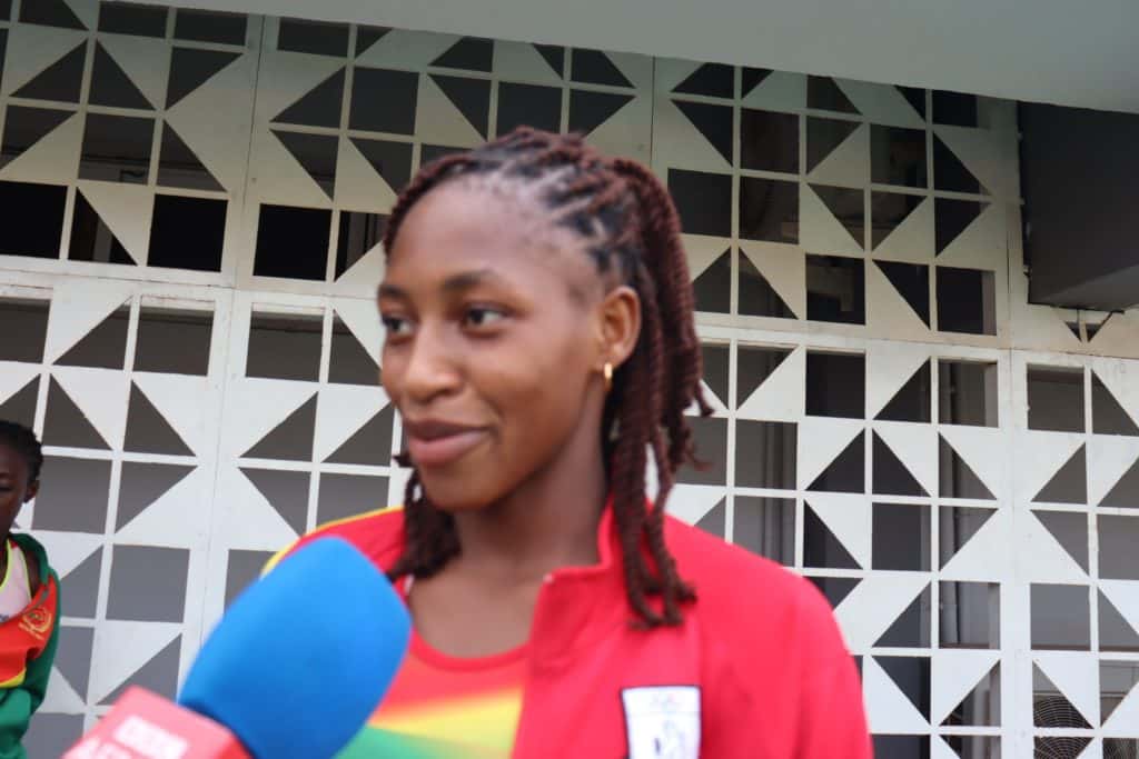 Zalissa Zongo celebrating a victory in athletics