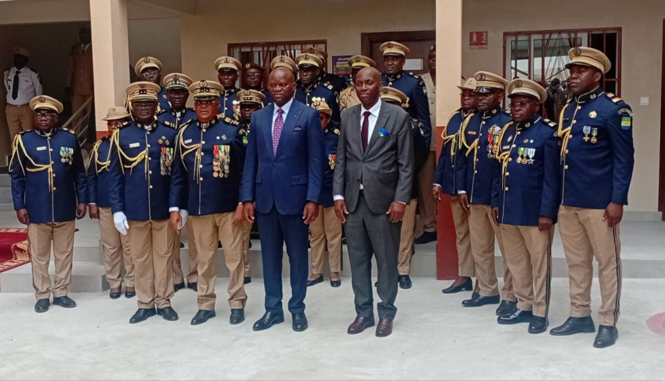 Gabon President Brice Clotaire Oligui Nguema at the ribbon-cutting ceremony